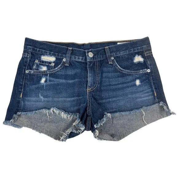 Rag And Bone/Jean Distressed Dark Wash Mid Rise Cut-Off Shorts  Size 26