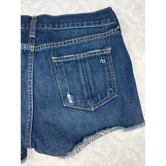 Rag And Bone/Jean Distressed Dark Wash Mid Rise Cut-Off Shorts  Size 26