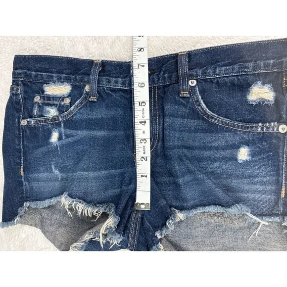 Rag And Bone/Jean Distressed Dark Wash Mid Rise Cut-Off Shorts  Size 26