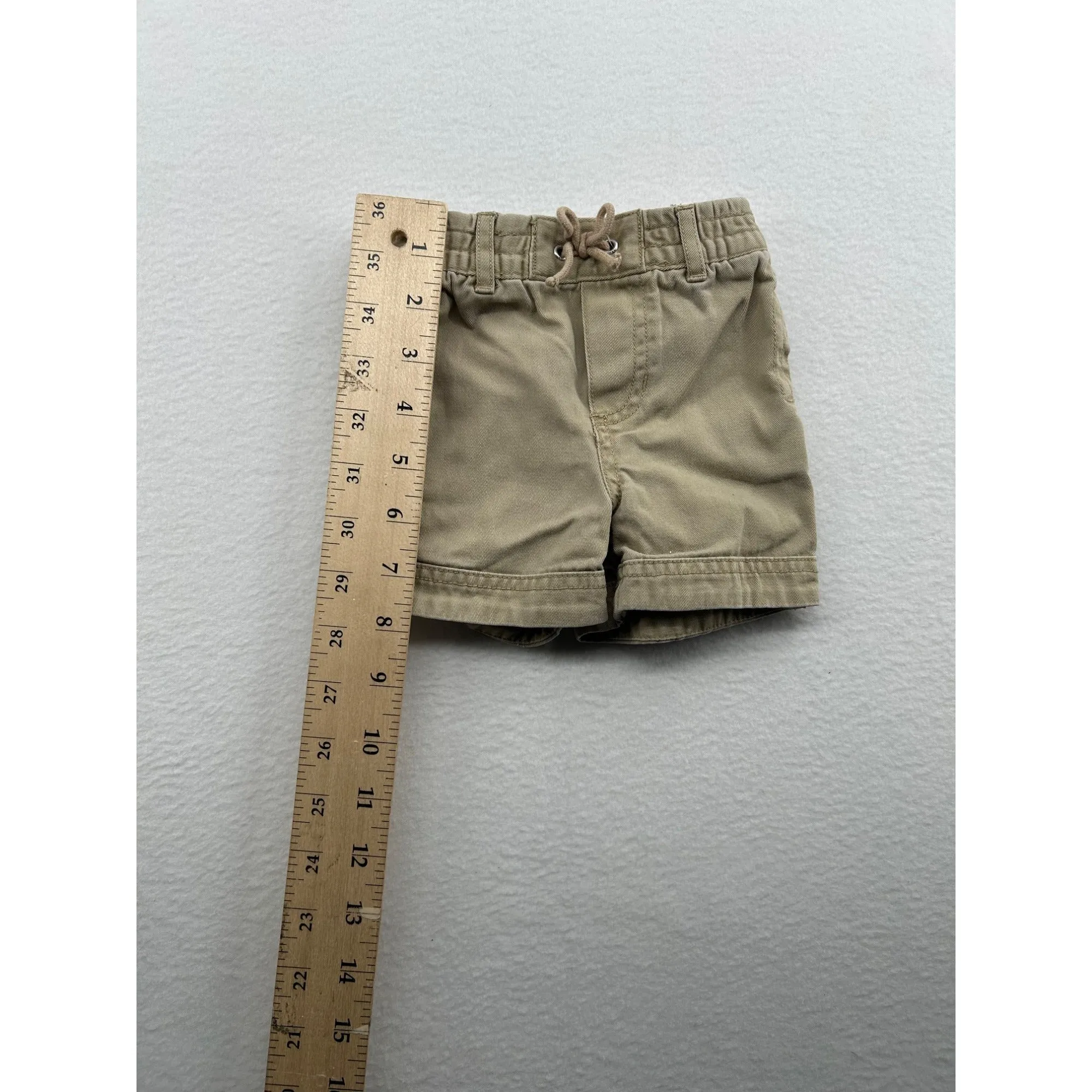 Ralph Lauren Baby Khaki Elastic Waist Shorts With Drawstring #6476