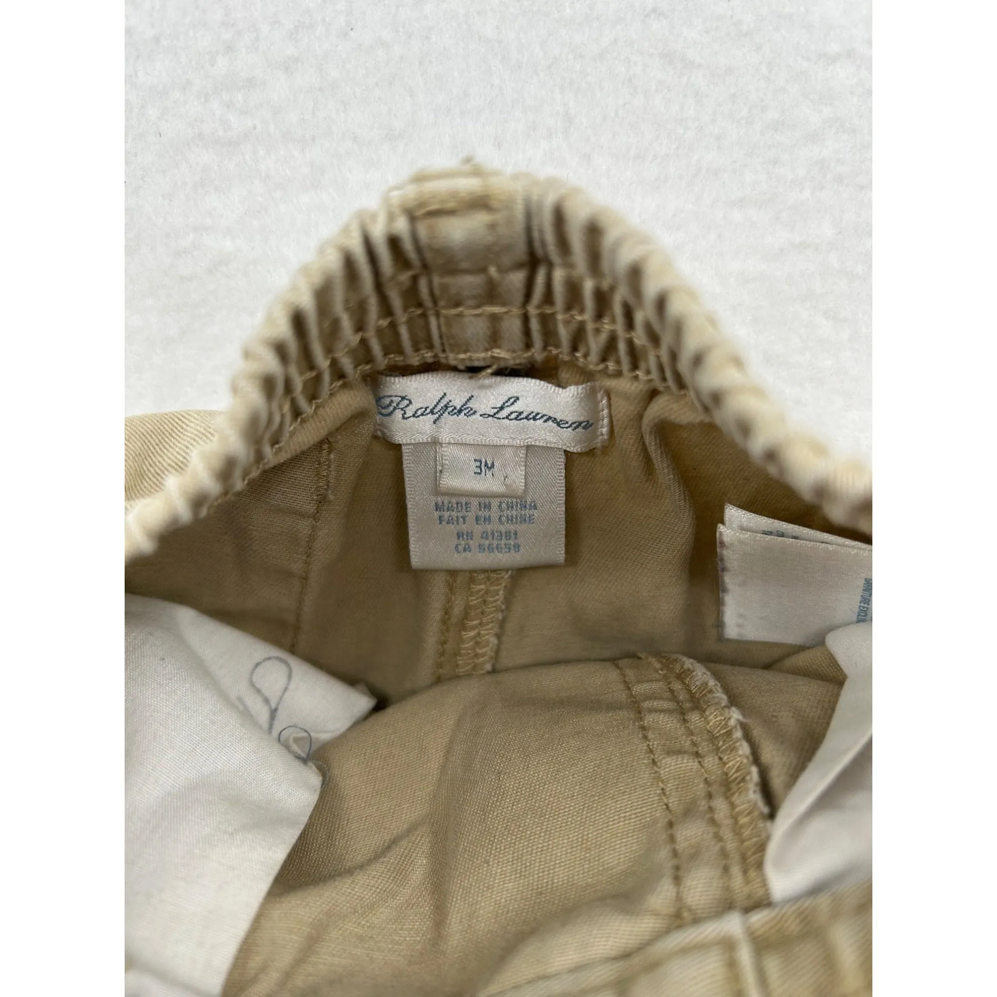 Ralph Lauren Baby Khaki Elastic Waist Shorts With Drawstring #6476