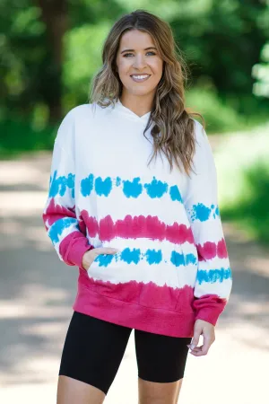 Raspberry and Turquoise Tie Dye Hoodie
