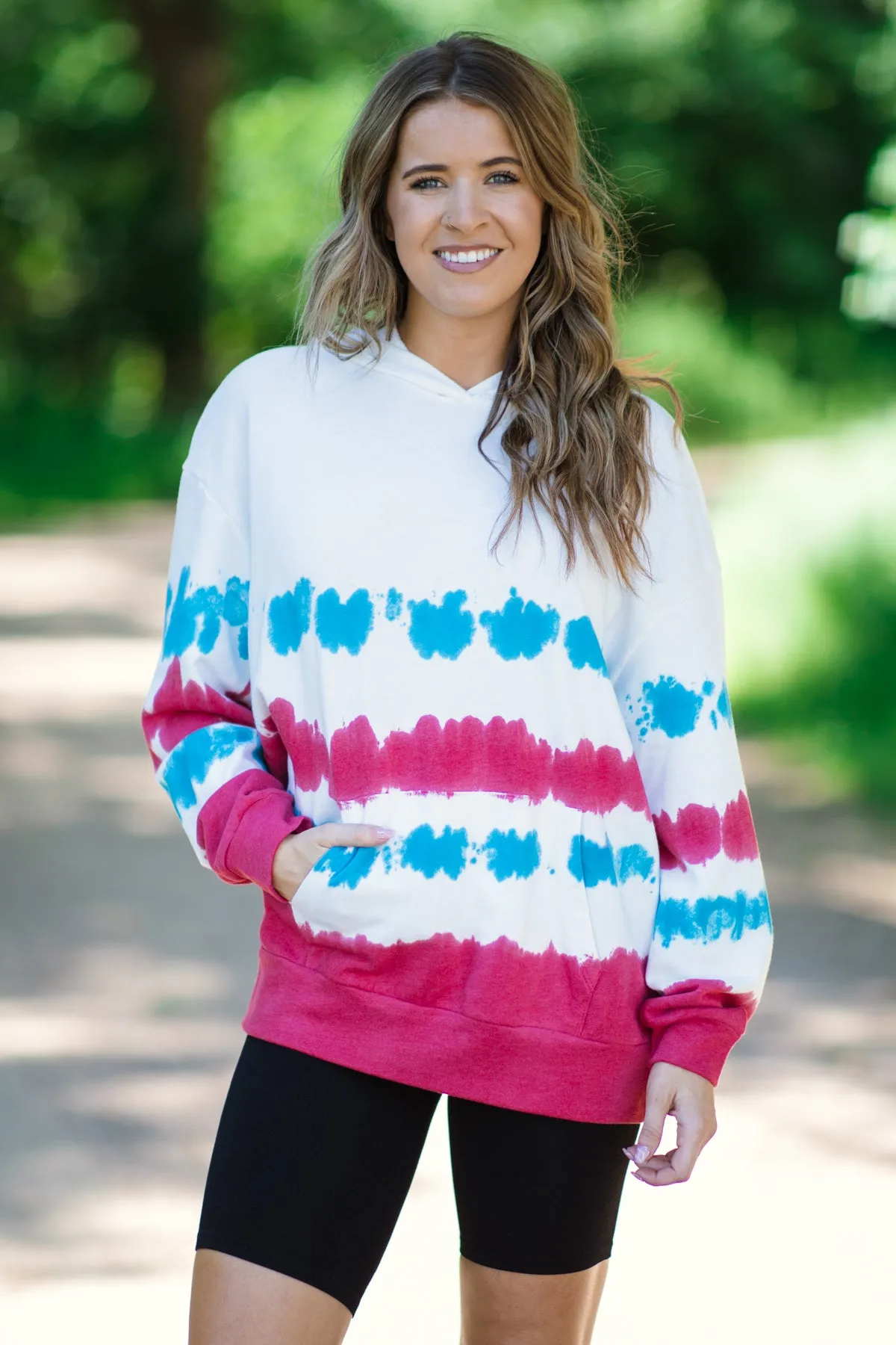 Raspberry and Turquoise Tie Dye Hoodie