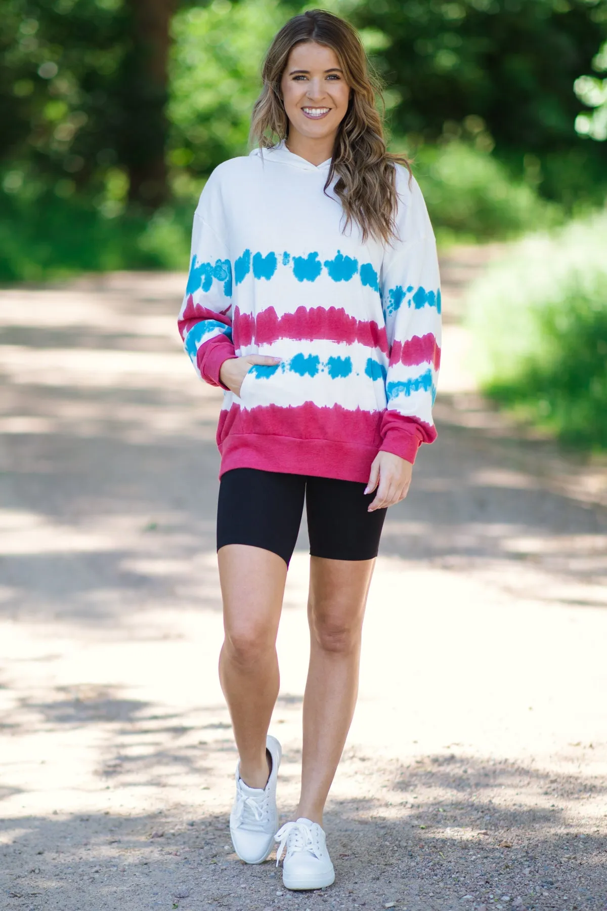 Raspberry and Turquoise Tie Dye Hoodie