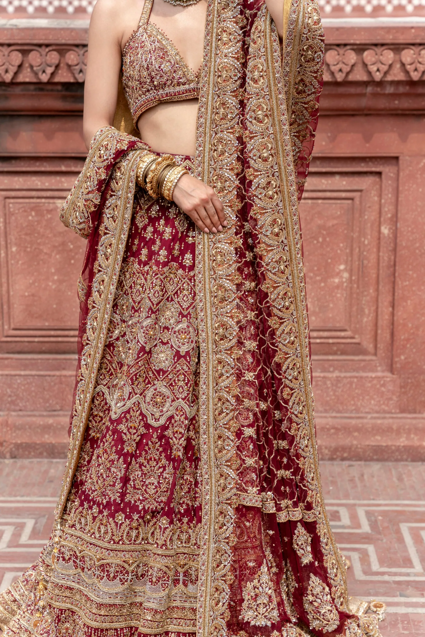 Red Blouse Lehenga Bridal Wear Pakistani Wedding Dresses
