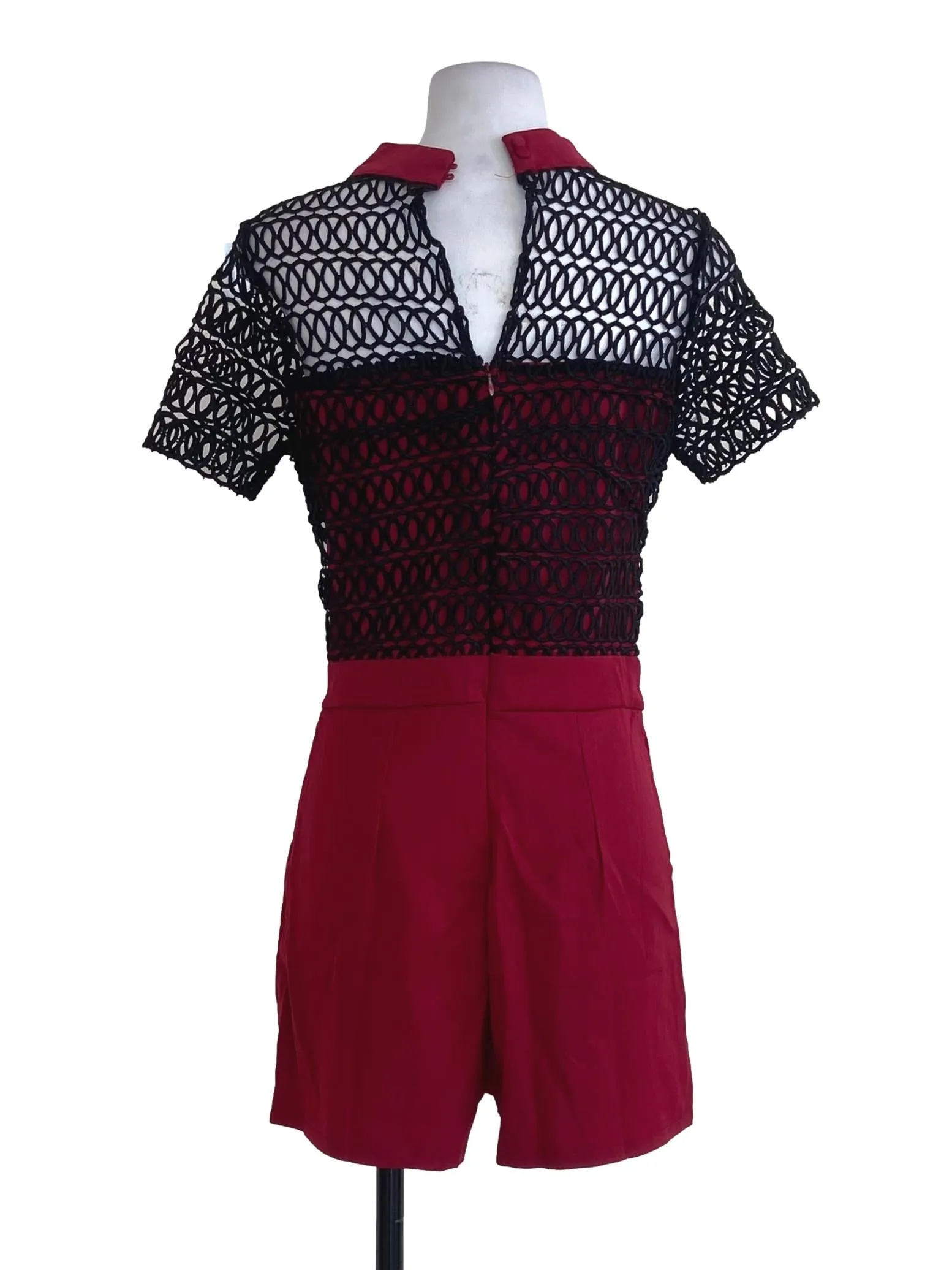 Red Lace High Neck Dress