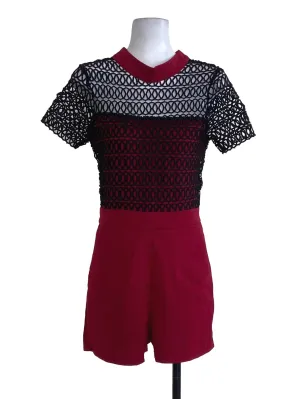 Red Lace High Neck Dress