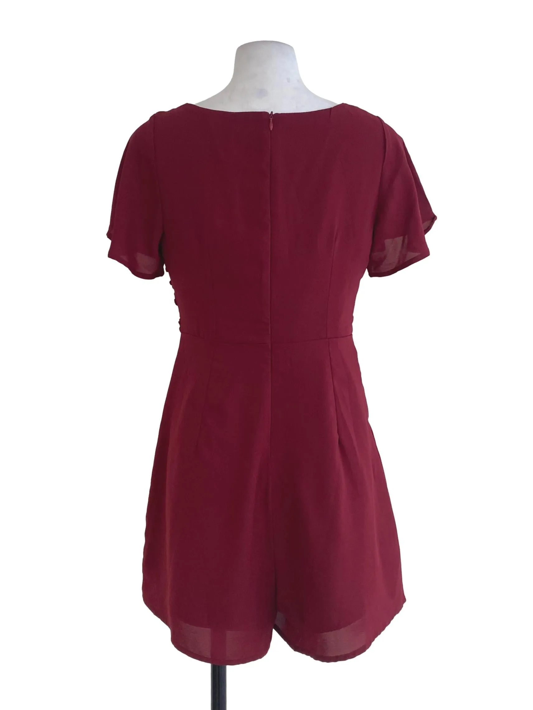 Red Pleated Rompers