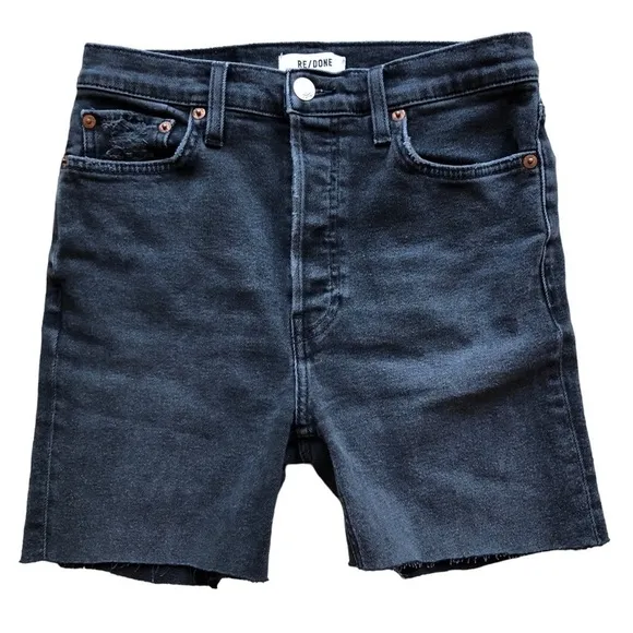 Re/Done Originals Cut Off Shorts Distressed Faded Coal Size 28