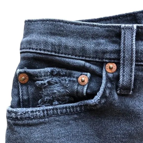 Re/Done Originals Cut Off Shorts Distressed Faded Coal Size 28