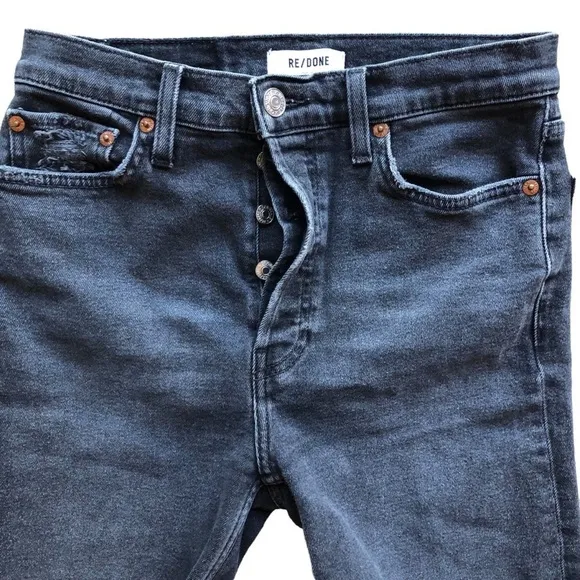 Re/Done Originals Cut Off Shorts Distressed Faded Coal Size 28