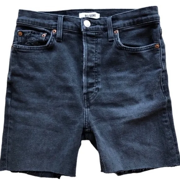 Re/Done Originals Cut Off Shorts Distressed Faded Coal Size 28