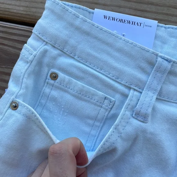 REVOLVE Bleached Wash Biker Button-Fly Shorts