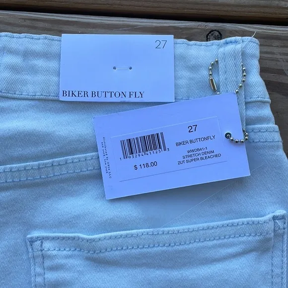 REVOLVE Bleached Wash Biker Button-Fly Shorts