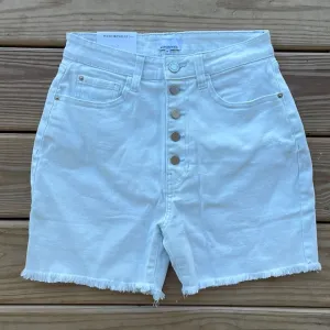 REVOLVE Bleached Wash Biker Button-Fly Shorts