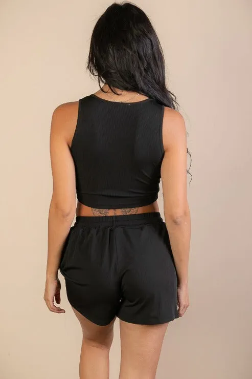 Ribbed Crop Tank Top & Shorts Set (CAPELLA)