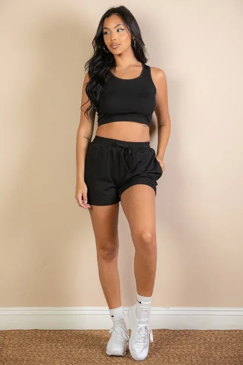 Ribbed Crop Tank Top & Shorts Set (CAPELLA)