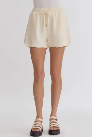 Ribbed Drawstring Shorts {Cream}