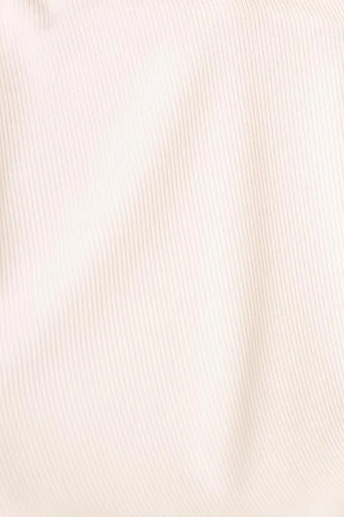 Ribbed Knit Cut Out One Shoulder Crop Top