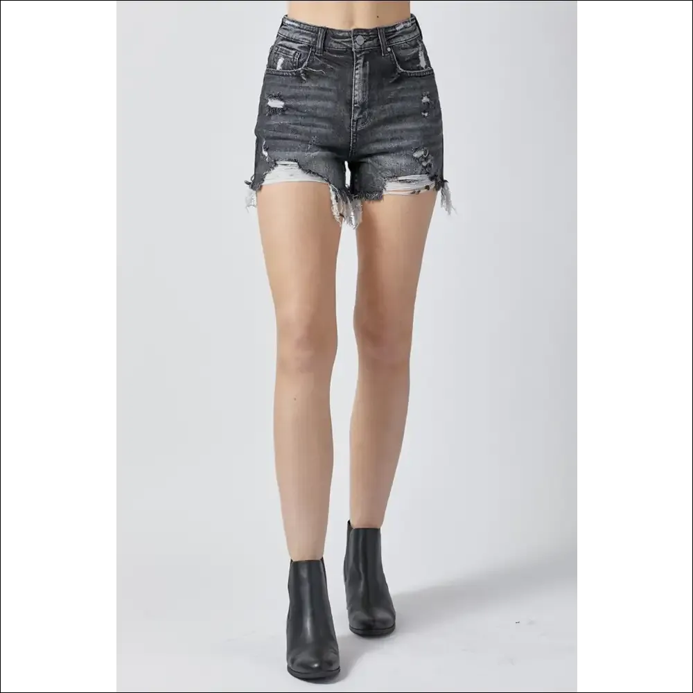 RISEN High Rise Distressed Denim Shorts for Women