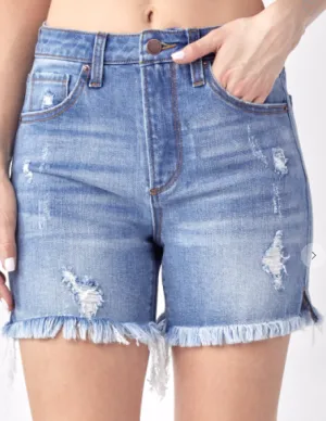 Risen High Rise Distressed Shorts