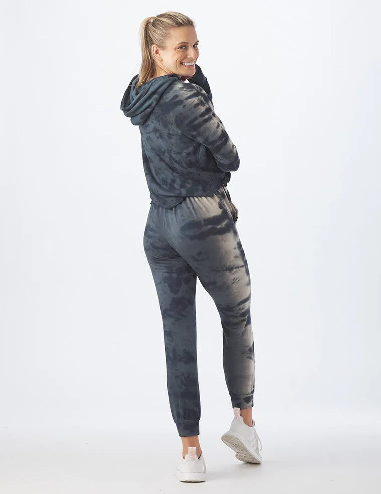 Rocky Hoodie: Black/Oatmilk Tie-Dye