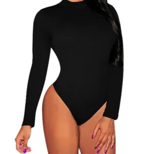 Rompers Womens Jumpsuit Sexy Lady O neck Long Sleeve Backless Bodycon Bandage Bodysuit Slim Short Overalls Black Playsuit S-3XL