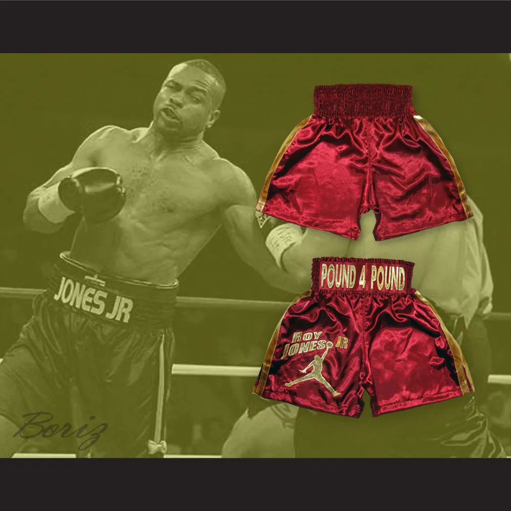 Roy Jones Jr. Maroon/Gold Boxing Shorts