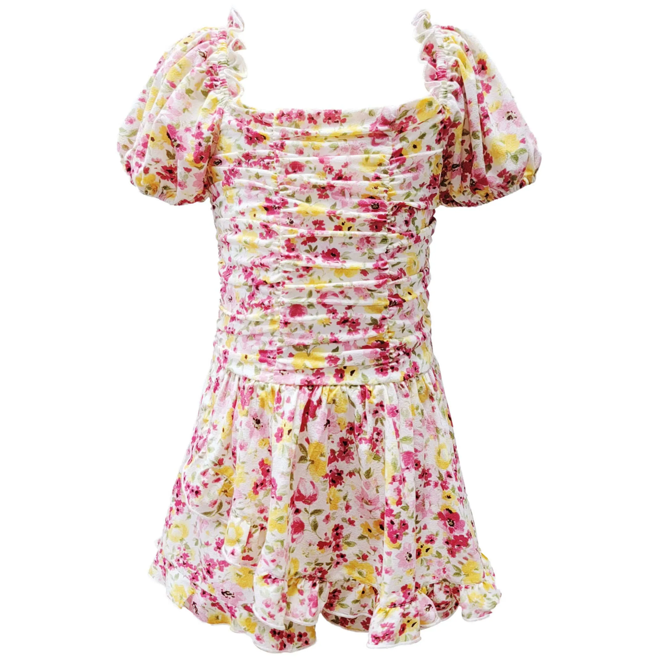 RUCHED FRONT PRINTED ROMPER