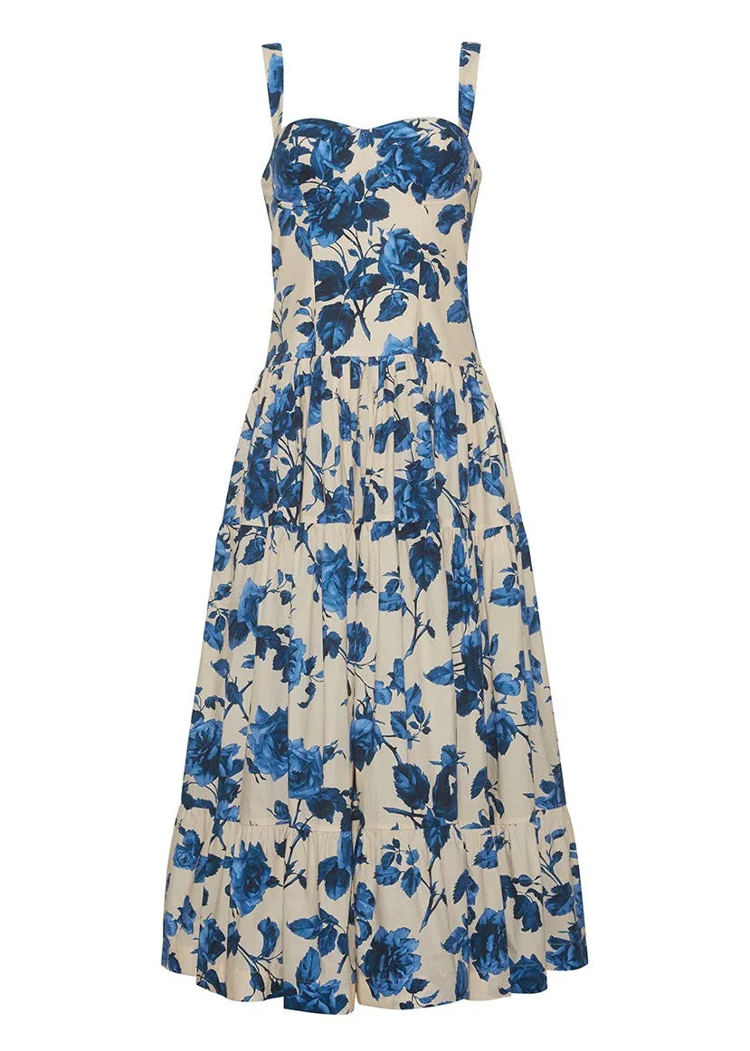 Santiago Midi Dress (Altha Flora Stone)