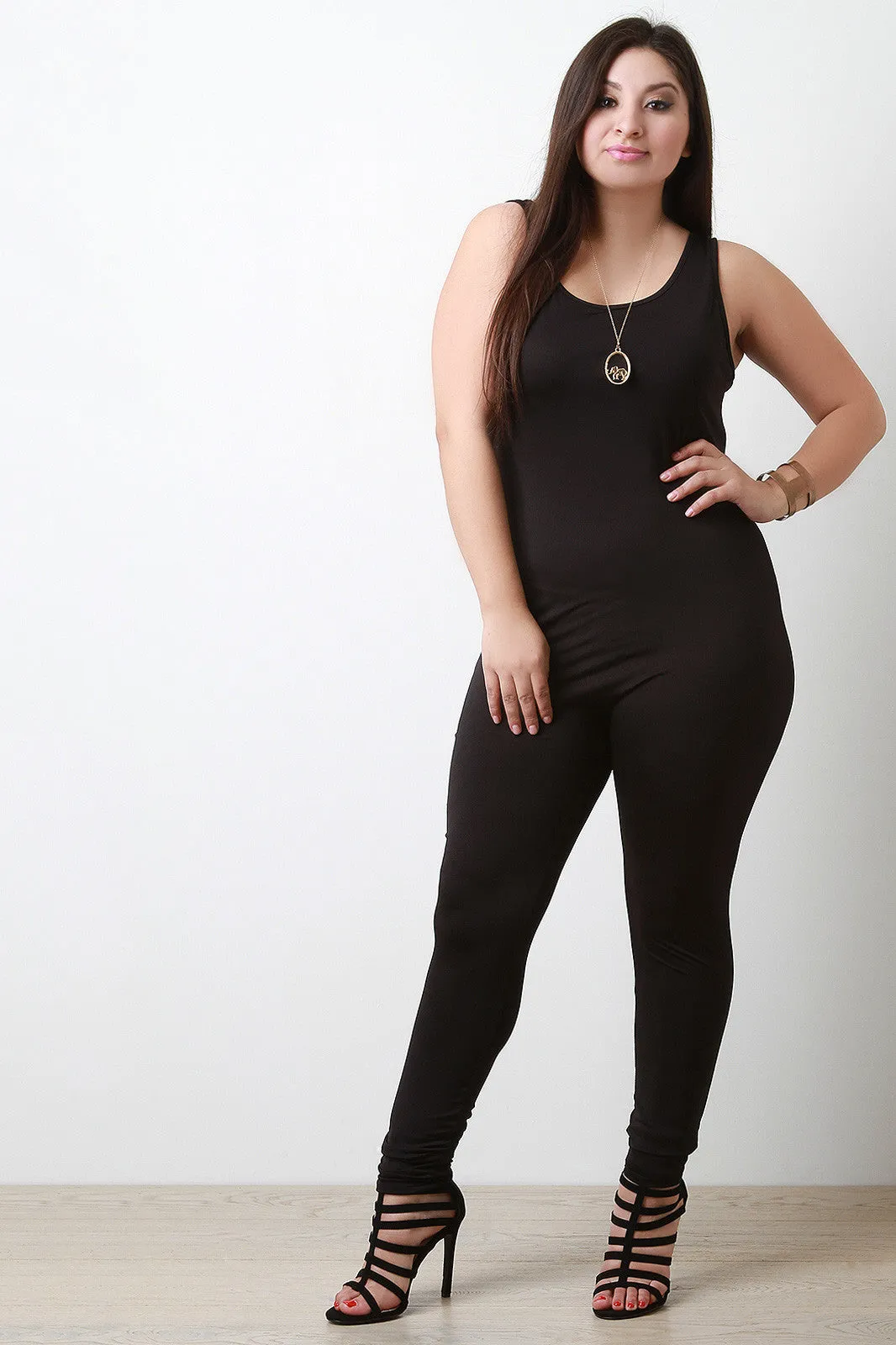 Scoop Neck Sleeveless Tank Jumpsuit