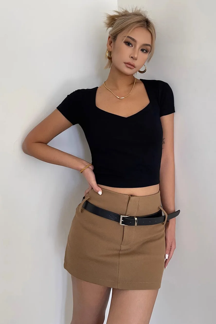 Short Sleeve Solid Cut Out Tops