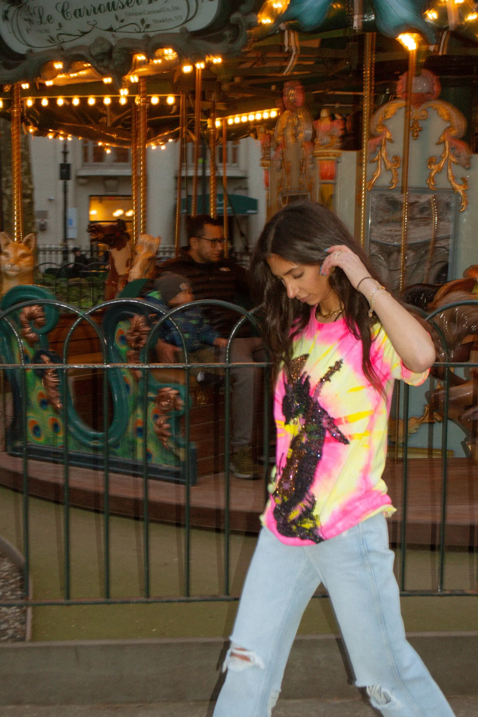 Slash Tie Dye Beaded Top
