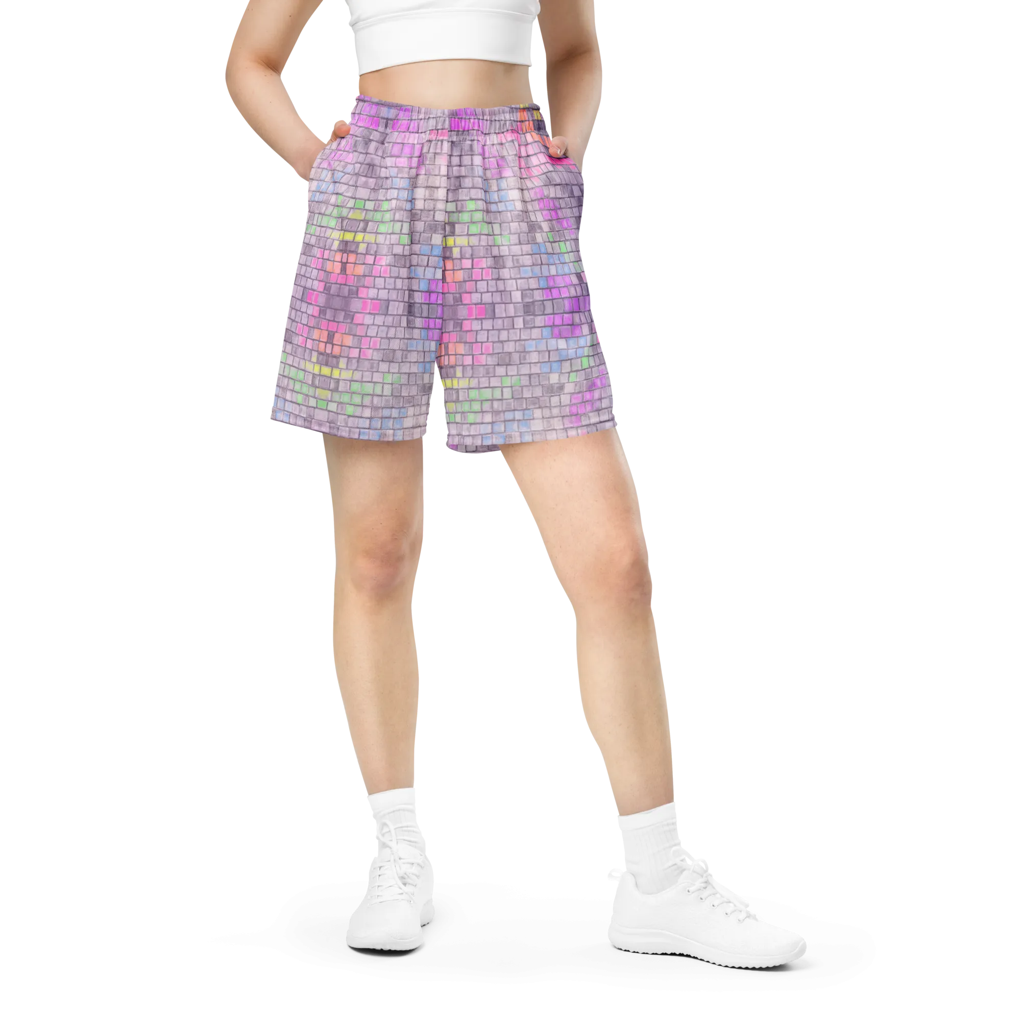 Soft Athletic Shorts (100% Recycled Material)- "Disco Kitty" Design