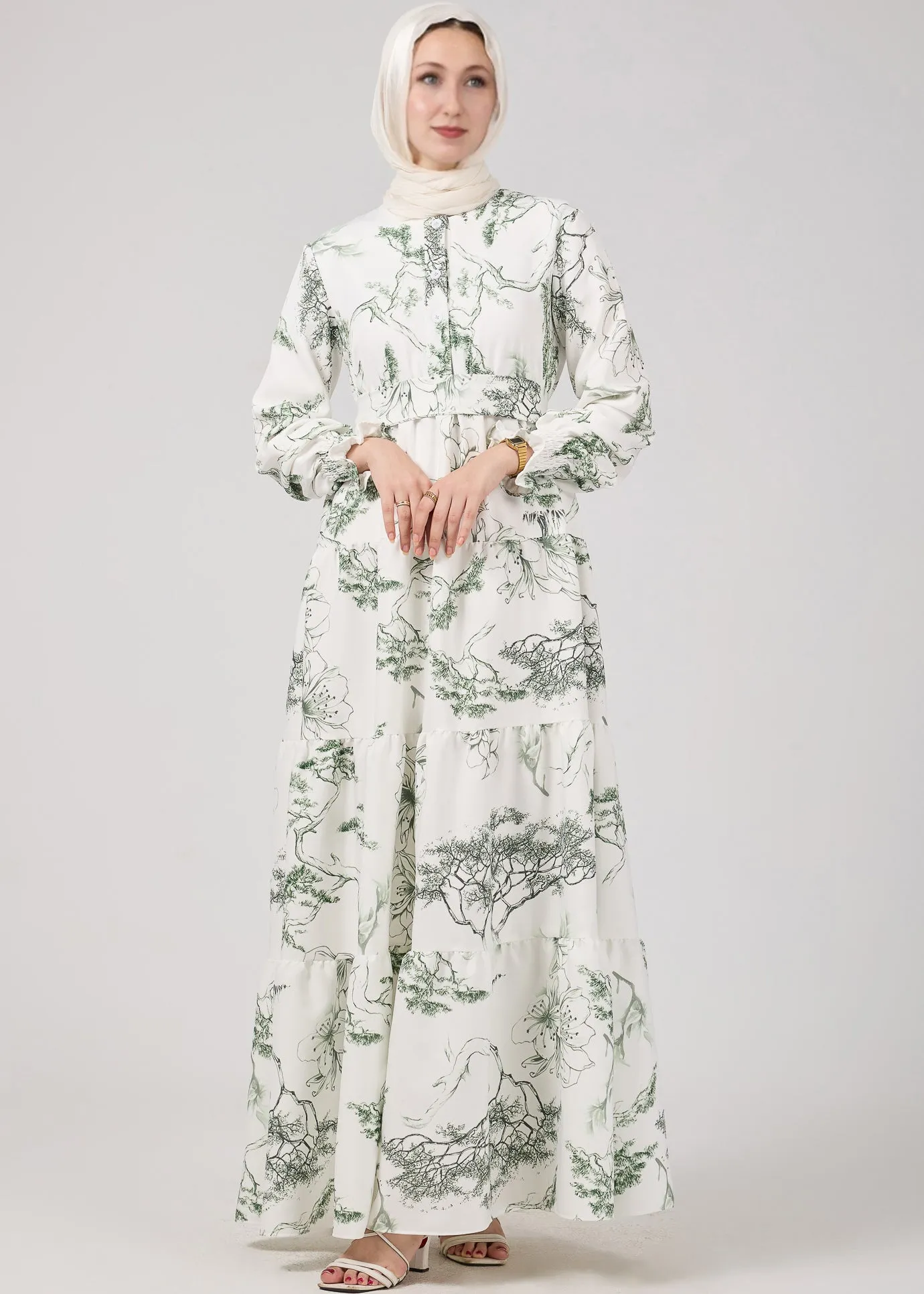 Soraya Elegance Flora Crepe Maxi Dress