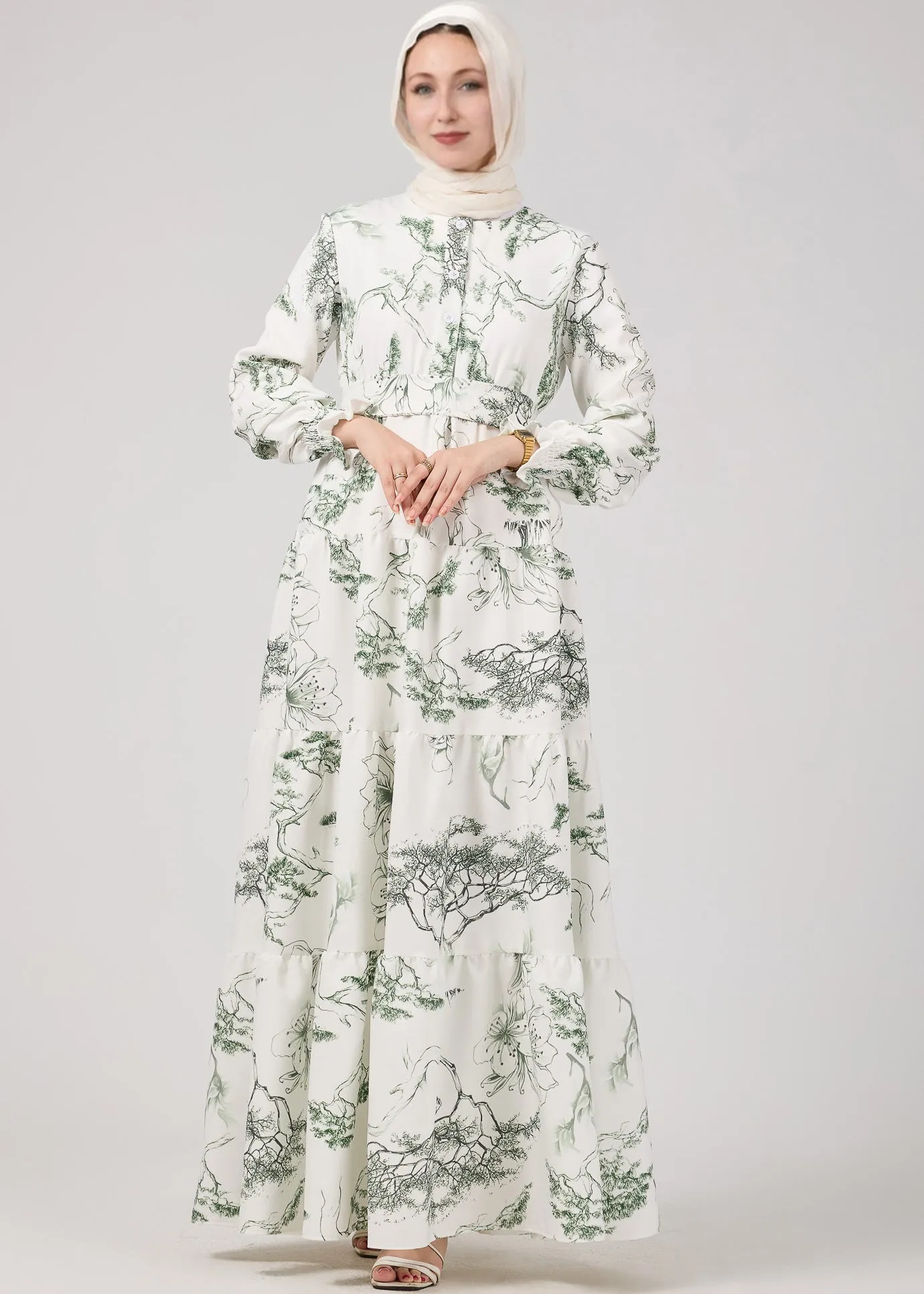 Soraya Elegance Flora Crepe Maxi Dress