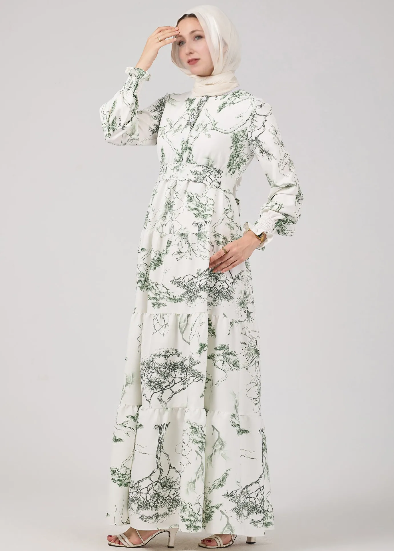 Soraya Elegance Flora Crepe Maxi Dress