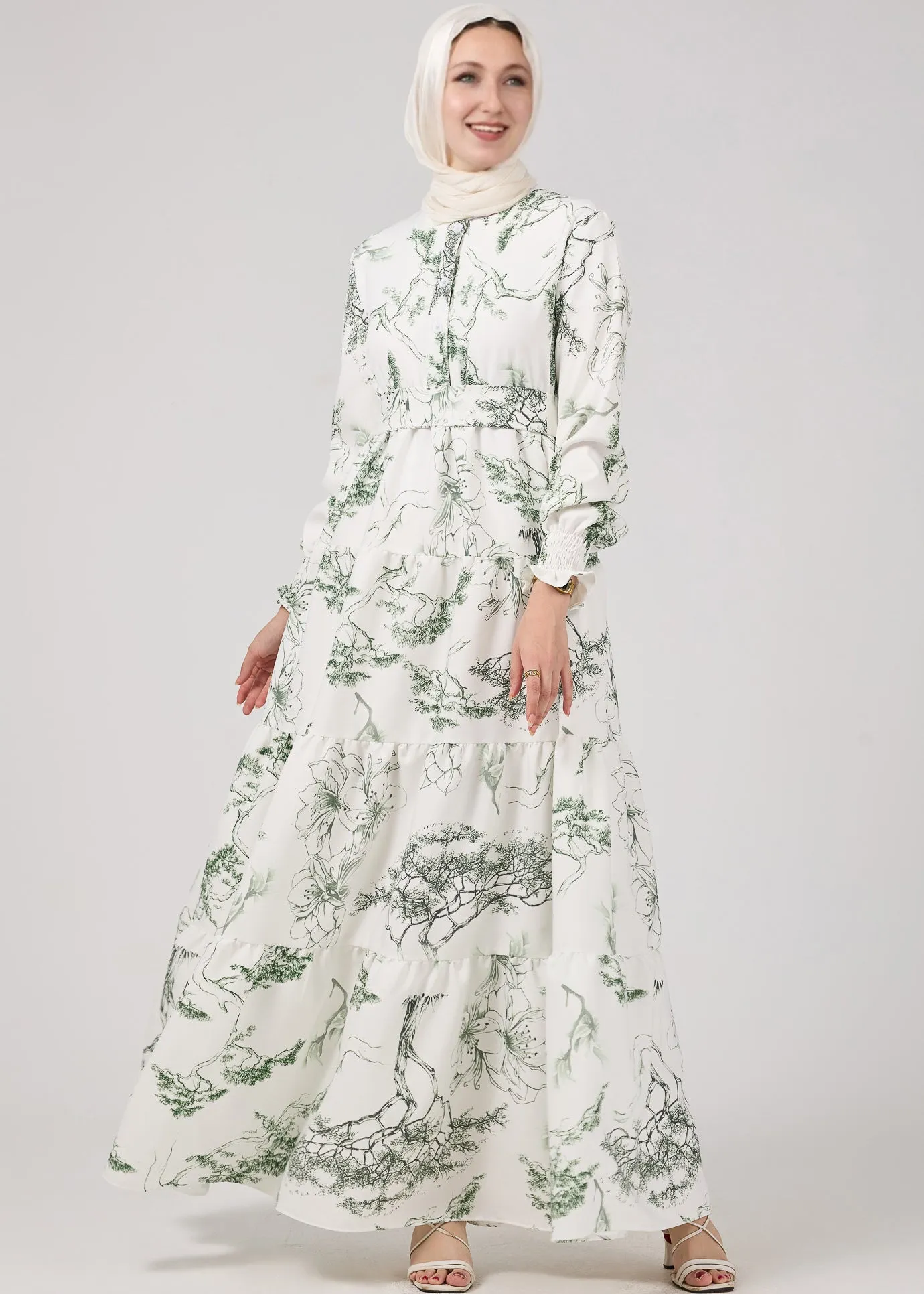 Soraya Elegance Flora Crepe Maxi Dress