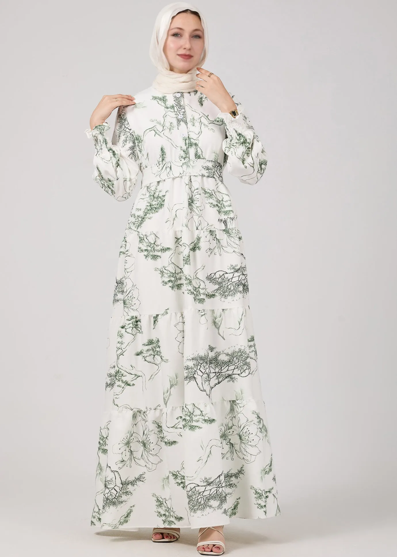 Soraya Elegance Flora Crepe Maxi Dress