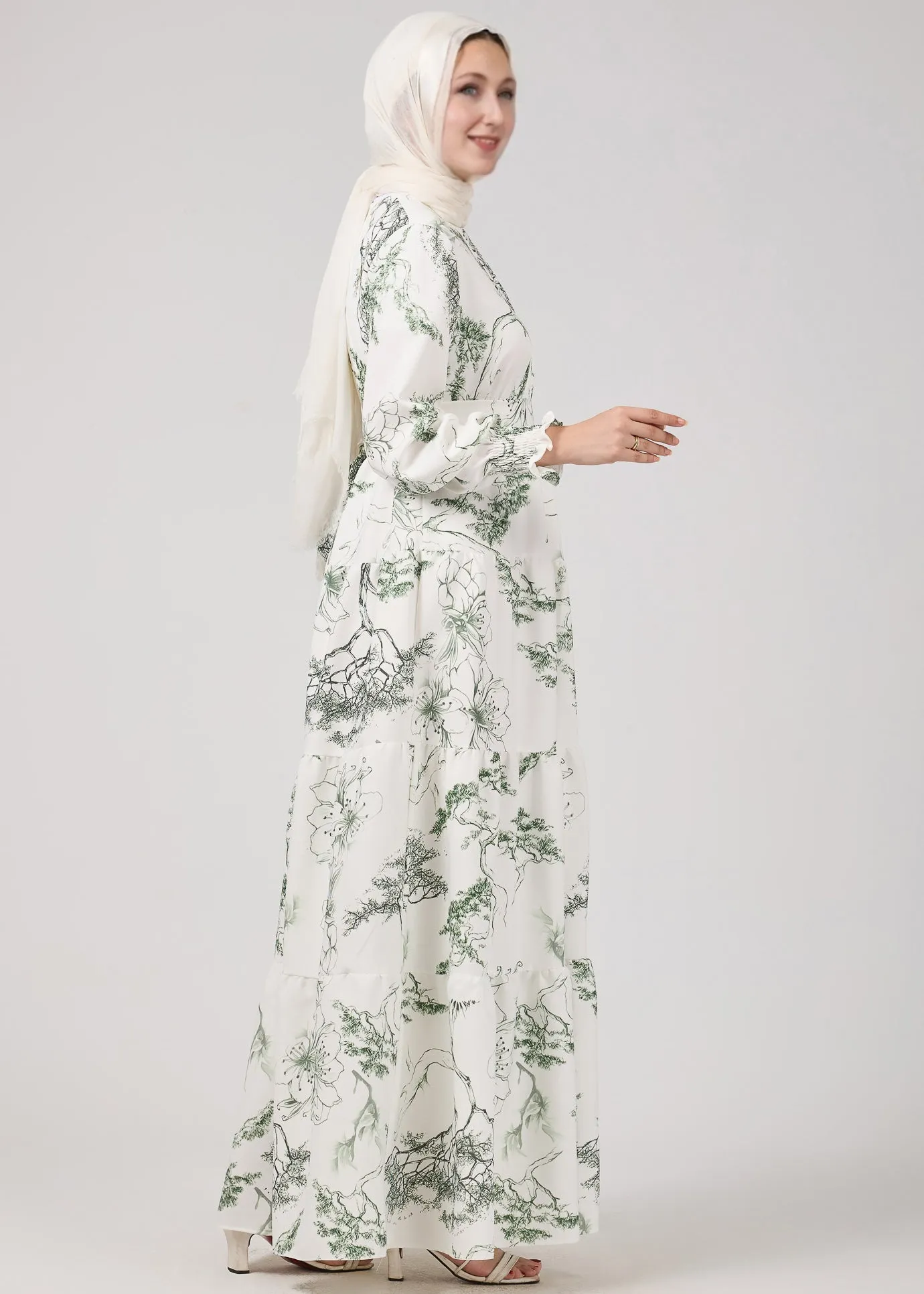 Soraya Elegance Flora Crepe Maxi Dress