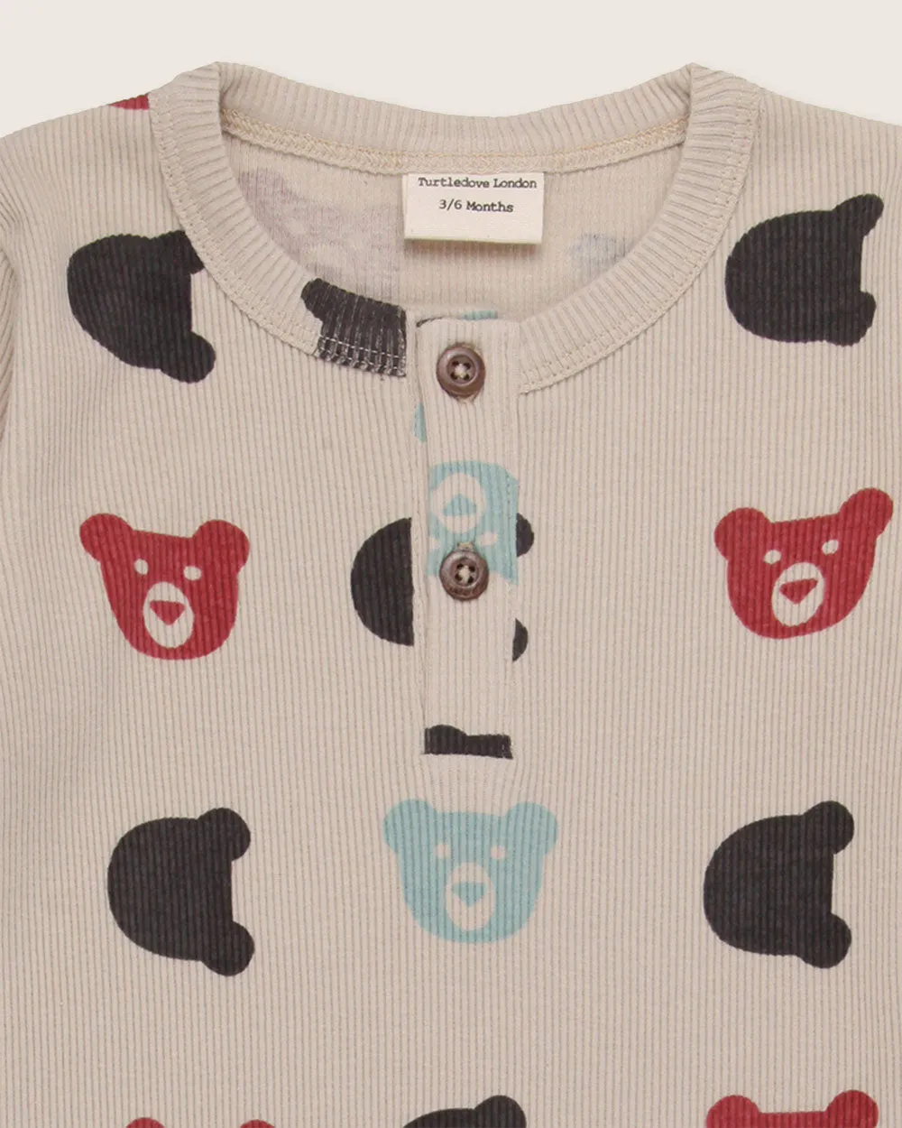 Stone Smiling Bear Print Romper