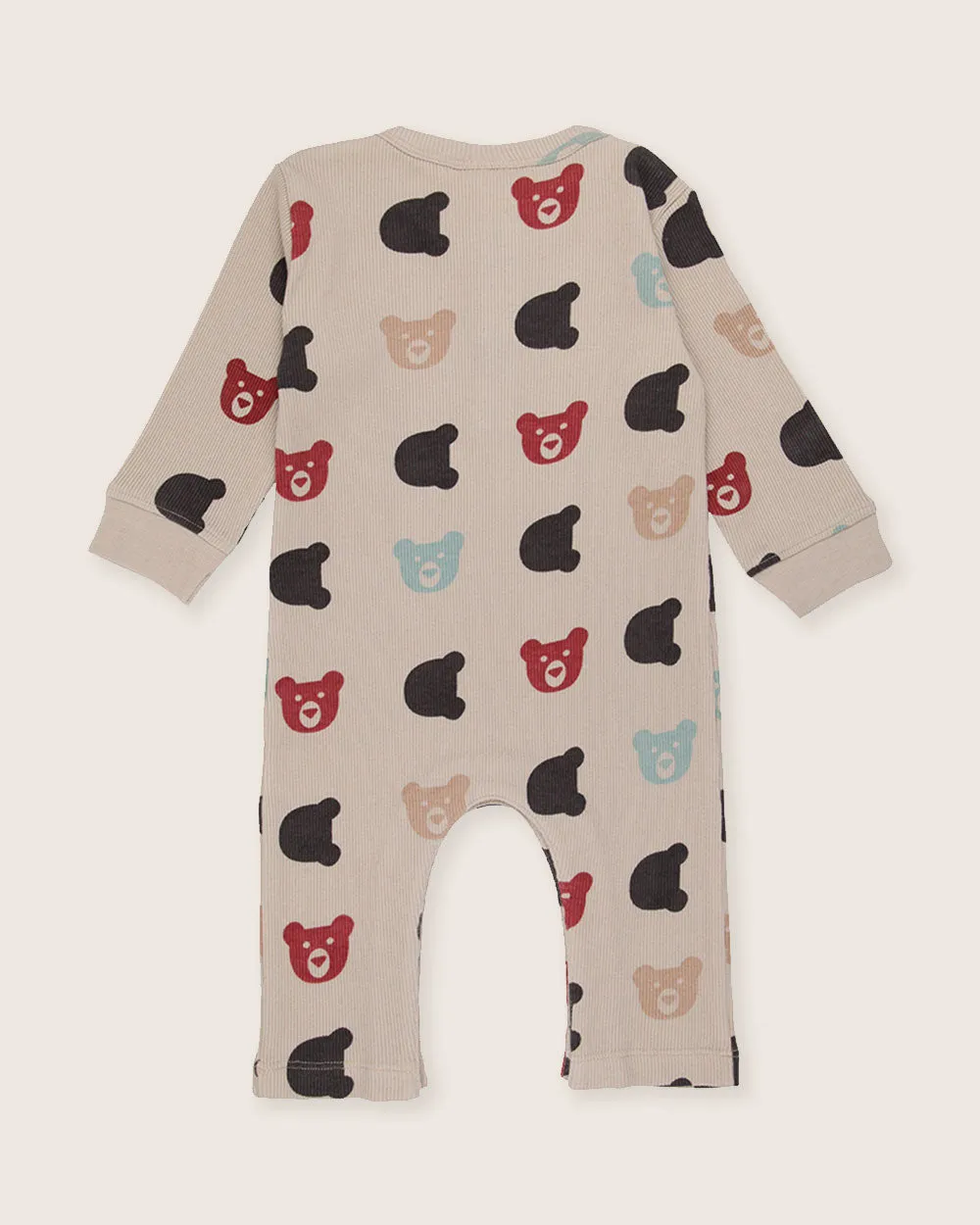 Stone Smiling Bear Print Romper