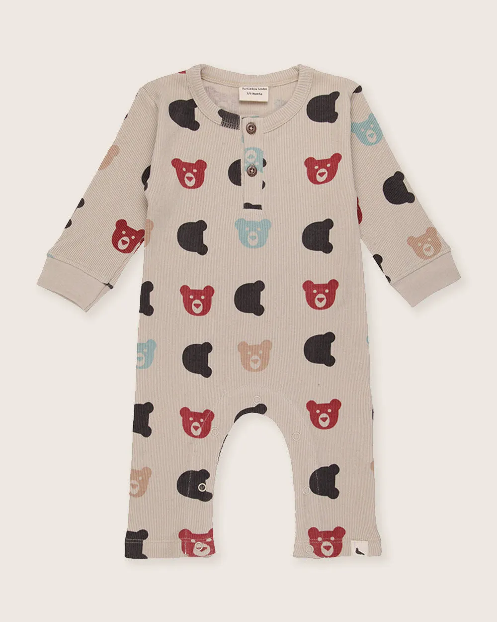 Stone Smiling Bear Print Romper