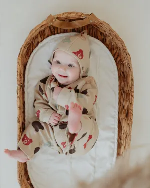 Stone Smiling Bear Print Romper