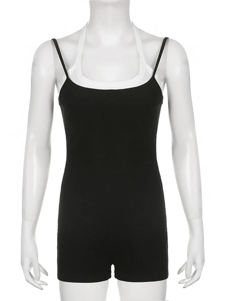Summer Playsuit Black White Color  Outfits Rompers Jumpsuit Women