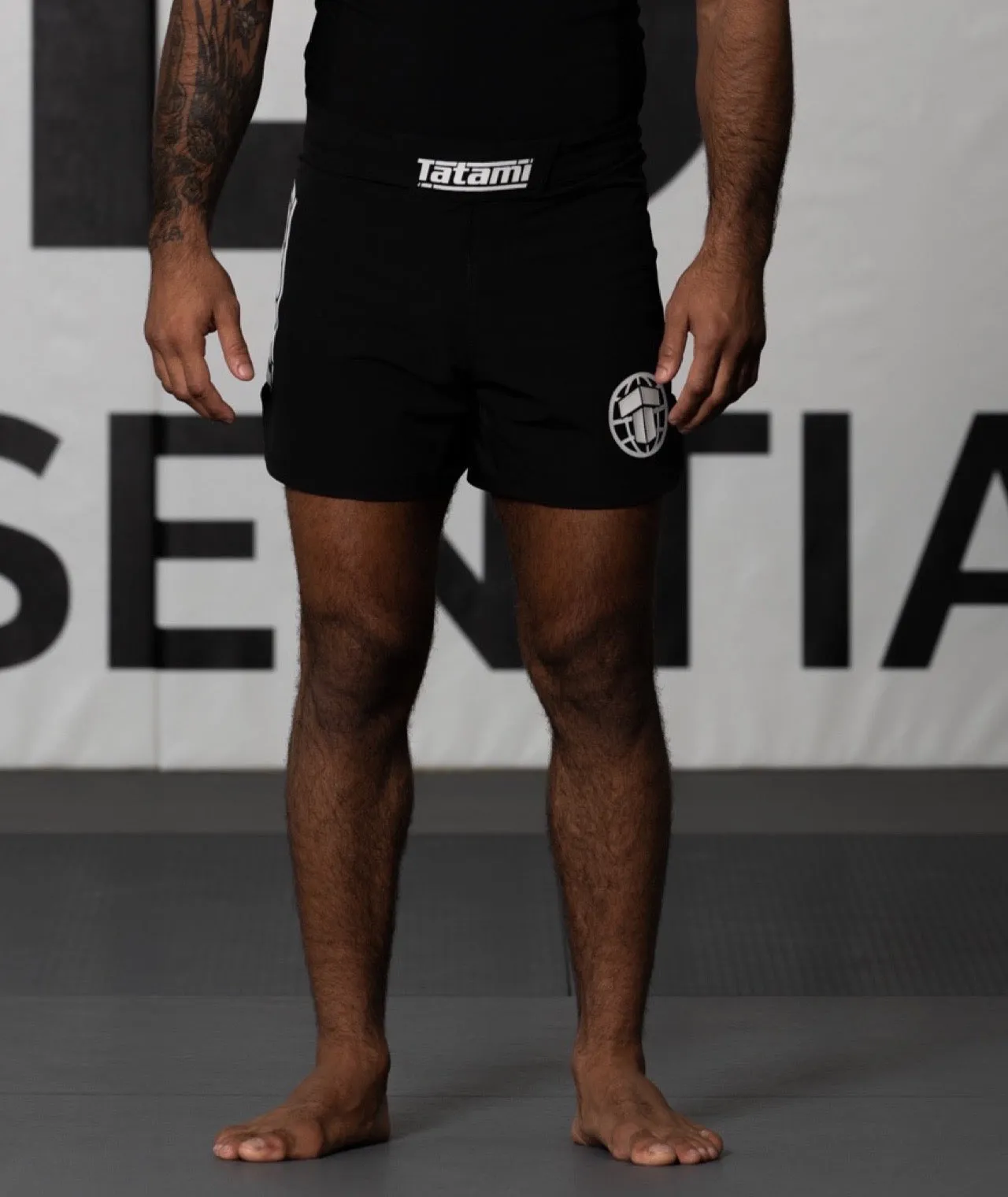 Tatami Pro Grappling Shorts - White on Black
