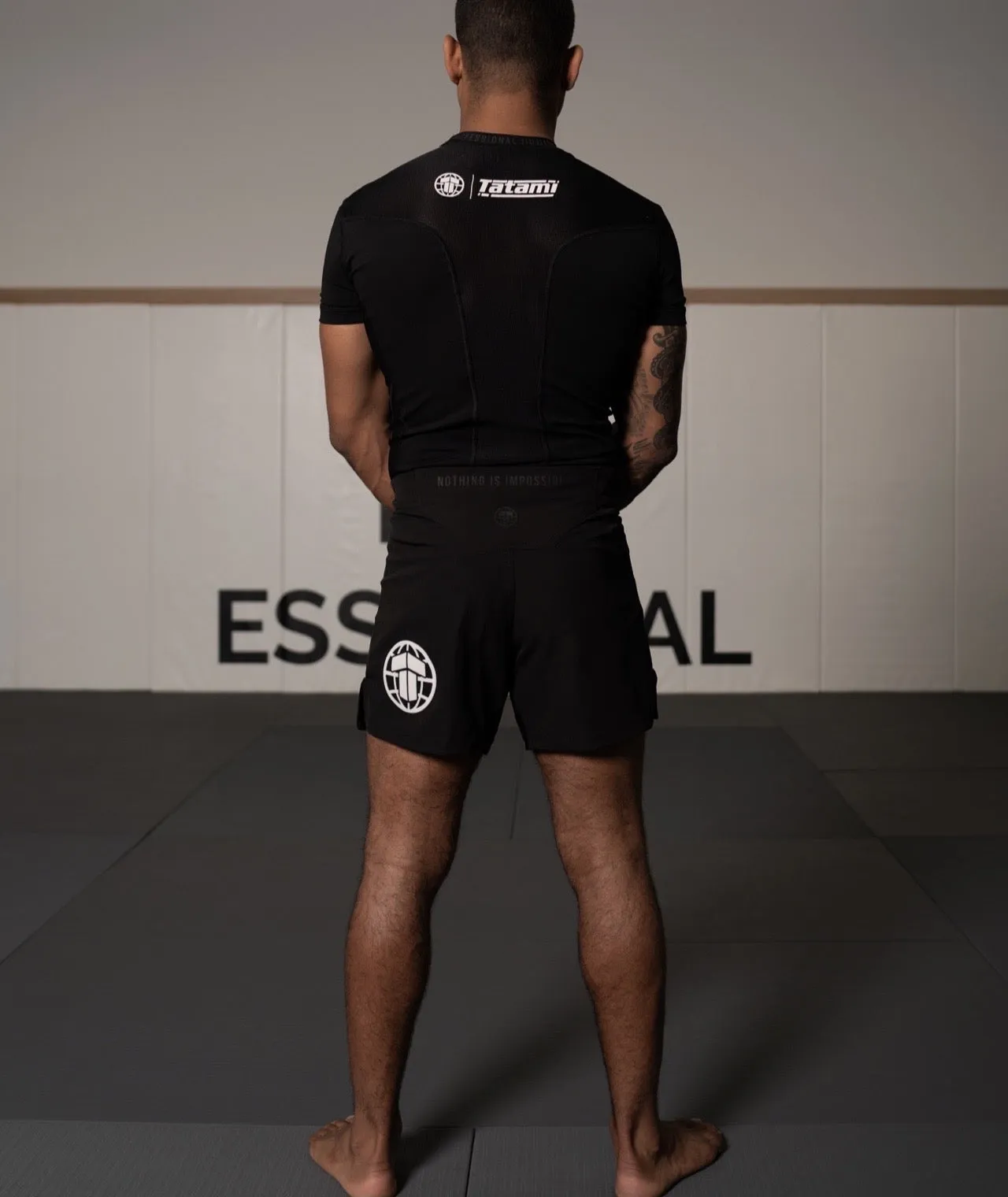 Tatami Pro Grappling Shorts - White on Black