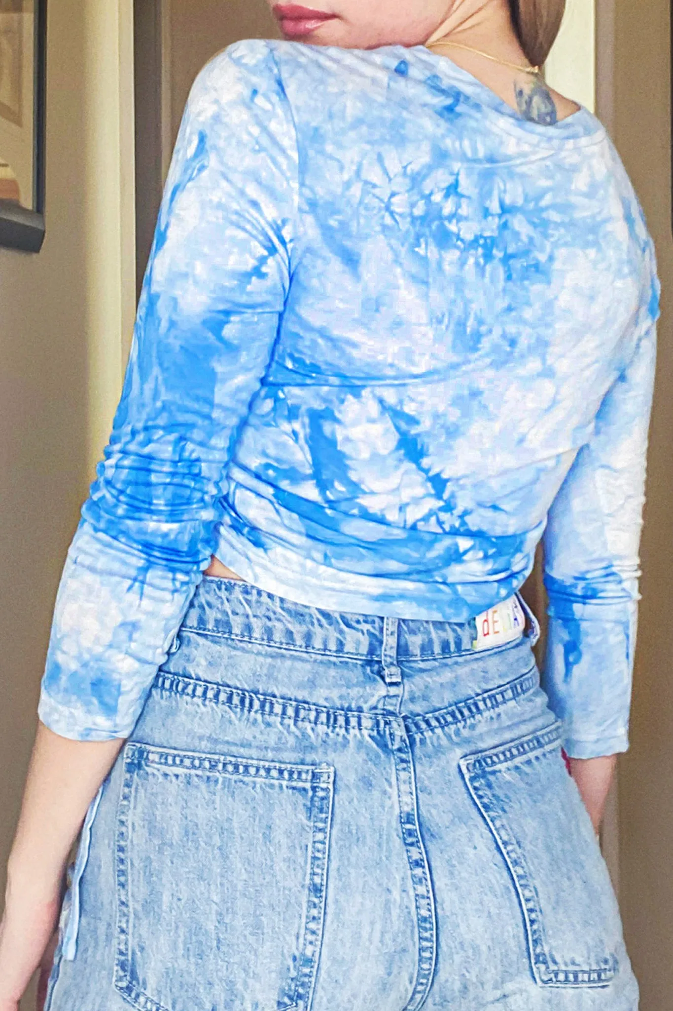 Tattoo Tie Dye Crop Long Sleeve