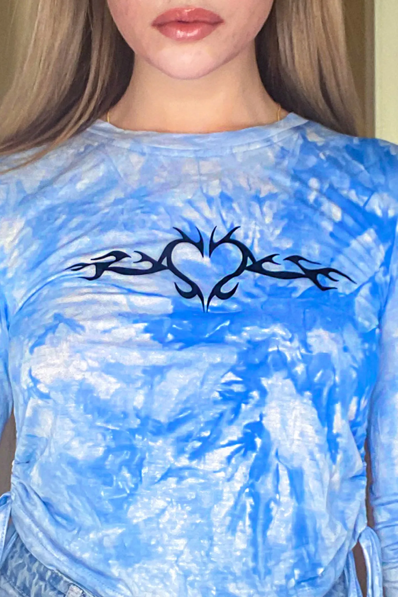 Tattoo Tie Dye Crop Long Sleeve