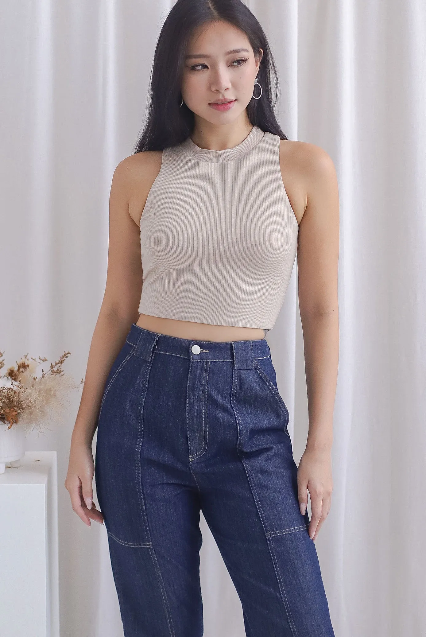 TDC Dianey Cut In Tank Top In Ecru